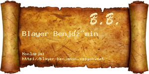 Blayer Benjámin névjegykártya